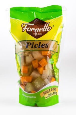 Picles stand pouch 500 g - caixa com 10 unidades. Preço unitário R$ 10,29